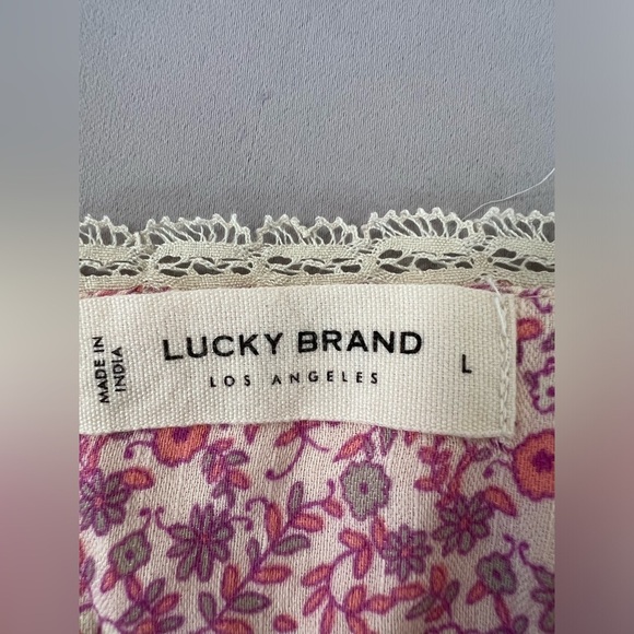 Lucky Brand Women's Mixed Print Tie Sleeve Tiered Dress Large NWT - Picture 10 of 14